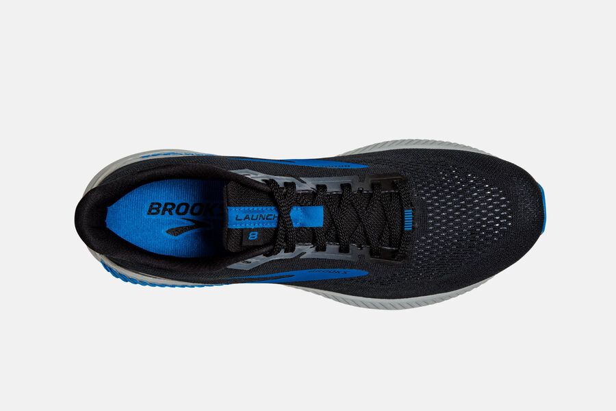 Brooks Launch GTS 8 Road Running Shoes Mens Black/Grey/Blue 713250-VOG